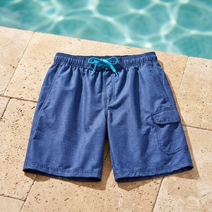 <b>Men's</b> Sporty Low <b>Washed</b> Swimming Trunks Boxer Trunks Solid Fashionable Back <b>Bag</b> Design Breathable Quick Dry Knee Length - Product Image 3