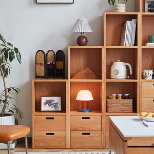 Mueble de Almacenamiento Modular Minimalista Moderno de Madera Maciza con Estantes Abiertos y Cajones, Librería de Combinación Libre para Sala de Estudio - Product Image 5
