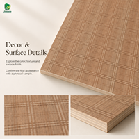 Panneau mural en contreplaqué recouvert de placage à carreaux caramel Jinbase W-KJ-401, qualité E0, 1220x2440mm, placage de chêne flexible, bois de hêtre