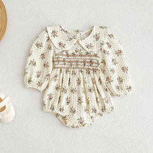 Combinaison bébé rétro à fleurs, grand col, manches bouffantes, douce, body pour nouveau-né, printemps automne, <span class=keywords><strong>tenue</strong></span> mignonne pour ramper, combinaison bébé - Product Image 3