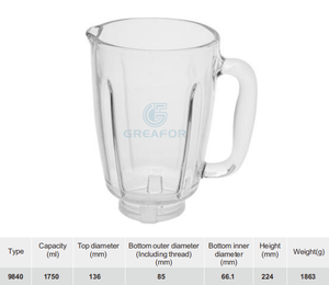 (9840) Keukenapparaat Blender Glazen deksel Gepolijst oppervlak Lekvrij voor sapcentrifugeermachines - Product Image 3