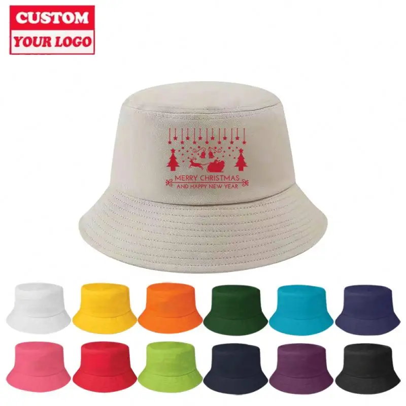 Topi nelayan reversibel Fashion Label merek pribadi harga rendah topi Bucket katun polos Logo kustom es beku