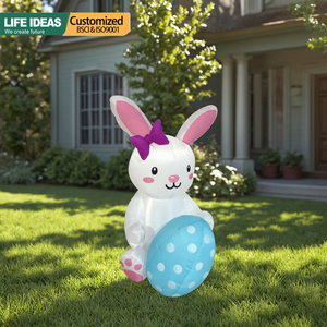 Conejito inflable de 4 pies con luz gigante y huevo de Pascua, decoraciones felices de Pascua inflables - Product Image 6