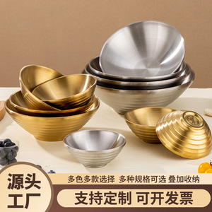 304 Stainless Steel Japanese Ramen Bowl Double Walled Golden Conical Bowl For Home Use - Product Image 4
