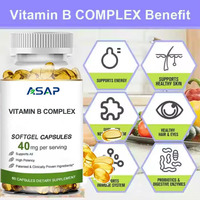 Suppléments de complexe de vitamines B de qualité alimentaire Vitamine B1 B6 B12 Complexe de vitamines B Softgel