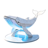 Lampe Sculpturale LED en Forme de Baleine Géométrique en Acier Inoxydable 304, Étanche IP65, Thème Océan, Lumière de Paysage Aquatique, Télécommande