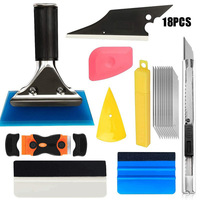 Kit d'outils de pose de film vinyle pour vitres de voiture 18 pièces : raclette, spatule, couteau et accessoires d'installation