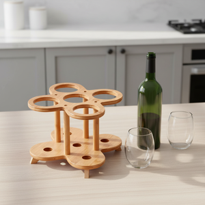 Moderno Soporte de Bambú para Almacenamiento de Vino en Esquina, para 5 y 9 Botellas, para Gabinete de Restaurante - Product Image 3