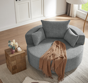 Sillón Redondo Moderno Giratorio de 360° con 3 Cojines Extraíbles, Ecológico e Impermeable para Sala de Estar, Oficina en Casa y Hotel - Product Image 6