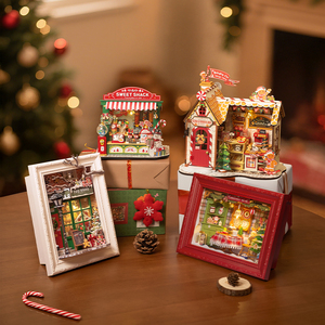 Rompecabezas 3D de Plástico <span class=keywords><strong>Robotime</strong></span> <span class=keywords><strong>Rolife</strong></span> DP006 Tienda de Juguetes de Papá Noel Marcos de Pared DIY Regalos de Navidad - Product Image 4