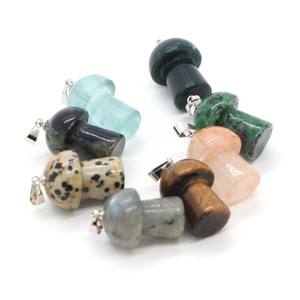 Colgante de cuarzo con forma de seta y piedra natural para hombre y mujer, collar con piedras preciosas, venta al por mayor - Product Image 4