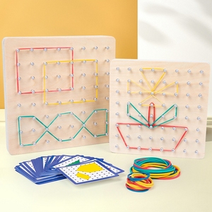 QINGTANG CRAFTS Tablero de Clavijas de Madera con Patrones, Juguete Creativo, <span class=keywords><strong>Geoboard</strong></span> de Madera - Product Image 2