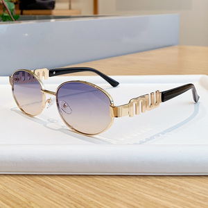 Metal Full Frame Oval <b>Sunglasses</b> For Women UV400 Type 3 Sunshades High End Feel - Product Image 3