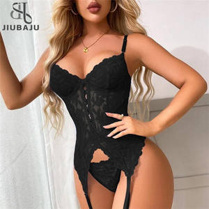 Pakaian Dalam Wanita Seksi, Lingerie Renda Mewah 2-Potong, Set Bra dan Celana Dalam Transparan dengan Tali Garter, Pakaian Dalam Wanita Seksi dan Intim - Product Image 2