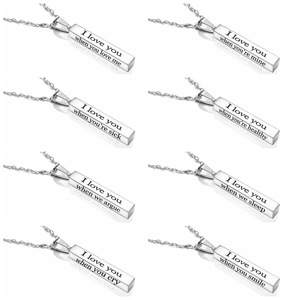 Edelstahl Long Strip Anhänger Halskette Anpassbarer Name Stereo Rod Anhänger Halskette für Paare - Product Image 2