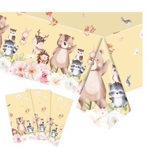 Ensemble de vaisselle jetable pour fête d'anniversaire sur le thème des animaux de la jungle, assiettes en papier, gobelets, nappe, kit de couverts, style dessin animé, fournitures de fête - Product Image 5