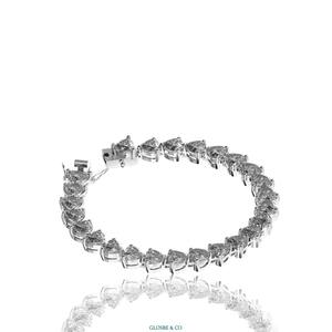 Pulsera de Tenis Clásica de Circonita Cúbica, Plata de Vietnam, Corte Corazón, Moissanita, 5 mm, Unisex, Cadena y Eslabones - Product Image 4