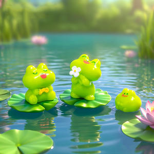 Lindas Mini Figuras de Animales de Resina, Adornos de Ranas en Miniatura para Coche, Jardín, Hogar, Decoración de Bonsái - Product Image 3