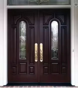 Dekorative Zweiflügelige Haupttür für Häuser, Sicherheits-Schwenktür aus Edelstahl mit Glas - Product Image 4