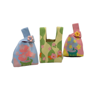 Sac fourre-tout de luxe en tricot doux résistant à l'eau à motif floral, mini sac à ouverture tendance pour femmes et jeunes filles, sac de poignet printanier