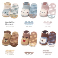 Chaussettes de sol en coton doux pour bébé, antidérapantes, imprimées de dessins animés, imprimées d'animaux, pour bébés garçons, filles, nourrissons, tout-petits