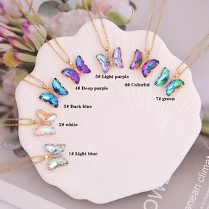 Collier pendentif papillon en cristal à dégradé de couleur en acier inoxydable pour femme, style tendance, idéal pour un cadeau - Product Image 3