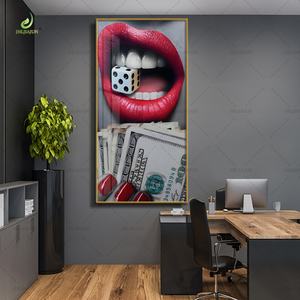 Peinture sur toile imprimée haute définition avec éclairage LED Art Déco de luxe pour la décoration du salon, design en porcelaine cristalline - Product Image 4