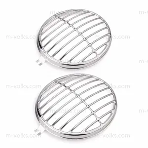 Deluxe Stainless Steel Headlight Grills/Stoneguard Compatible with VW Type 1 Beetle Type 2 Bus
