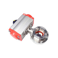 Vanne papillon à raccord rapide en acier inoxydable de qualité sanitaire 304ss 316SS avec tête pneumatique pour conduite d'eau ISO9001 CE