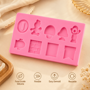 Moule en silicone rose personnalisé pour chocolat, bonbons, fondant, savon, thème <span class=keywords><strong>jeu</strong></span>, qualité alimentaire, réutilisable, outil <span class=keywords><strong>de</strong></span> pâtisserie DIY - Product Image 3