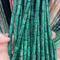 Manik-manik Batu Alam Bentuk Silinder 4*13mm, Untaian Manik-manik Tabung Bulat untuk Perhiasan