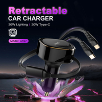 LDNIO C107 Chargeur rapide pour voiture Adaptateur LED Affichage numérique Allume-cigare pour voiture Chargeur de téléphone Cordon USB Chargeur de téléphone