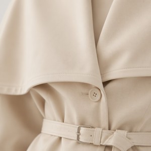 Ensemble <span class=keywords><strong>pantalon</strong></span> drapé crème pour femme, blazer portefeuille avec col cape et taille ceinturée, <span class=keywords><strong>pantalon</strong></span> palazzo à jambes larges, personnalisable OEM/ODM - Product Image 2
