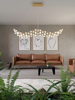 Lustre contemporain Simig Lighting en forme de nid d'oiseau, art moderne, luxe créatif, lustre rectangulaire étoilé
