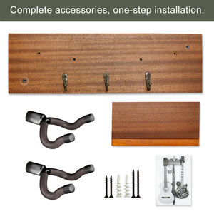 Supporto da Parete per <span class=keywords><strong>Chitarra</strong></span> e Ukulele in Legno Massello, Finitura Lucida, Espositore per Soggiorno, Formato a <span class=keywords><strong>Corda</strong></span>, Logo Personalizzabile - Product Image 2