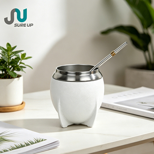 Tasse à maté en acier inoxydable à double paroi de 200 ml, base anti-chute, corps intérieur facile à nettoyer, gourde à maté sans BPA pour les voyages - Product Image 1