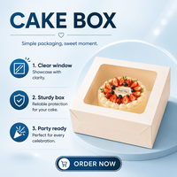 Boîte à gâteau personnalisée portable avec impression dorée, emballage alimentaire pour pâtisserie, pour desserts de fête d'anniversaire