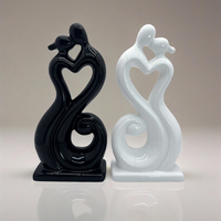 Sculpture familiale abstraite en céramique noire/blanche, décoration d'intérieur moderne, figurine d'art
