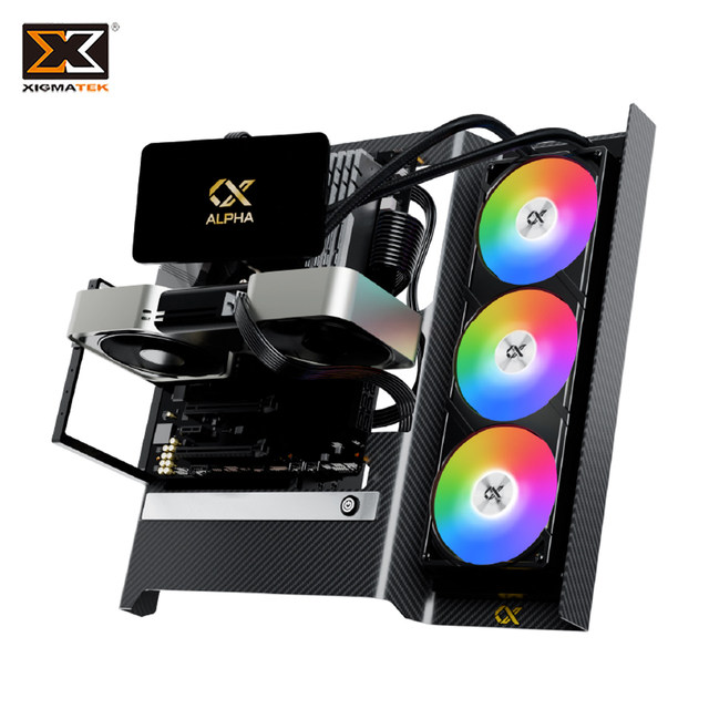 Fu Jun Aluminum Alloy Full Tower ATX Open Frame PC Gaming Desktop Computer Case with 3 Fans