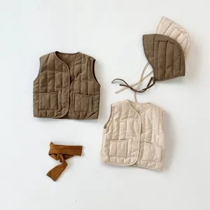 Quilted Cotton Baby Vest Warm Korean Style Sleeveless Clothing for Children and Newborn Babies
