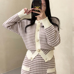 2023 Busana Musim Gugur Musim Dingin Wanita Elegan Kardigan Atasan Rok Rajutan Gaun Dua Potong Gaun Wanita - Product Image 6
