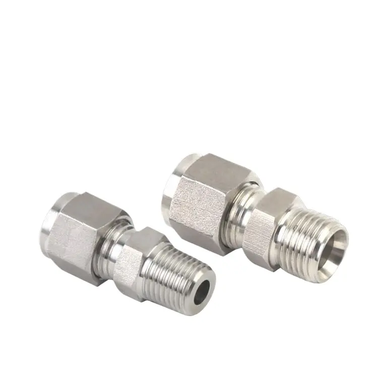 Stainless steel compression fittings tube npt thread air hydraulic fitting nipples