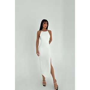 Robe de bal blanche pour femme avec détails de bretelles au dos, taille empire, style soirée formel, fleurs 3D, pour invitée de mariage, taille XS - Product Image 2