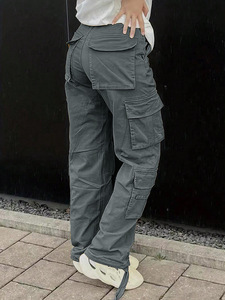 Nuovo Design 2025 <span class=keywords><strong>Pantaloni</strong></span> <span class=keywords><strong>Cargo</strong></span> Casual Tattici da <span class=keywords><strong>Donna</strong></span> Dritti Stile High Street Europeo Americano con <span class=keywords><strong>Vita</strong></span> <span class=keywords><strong>Alta</strong></span> e Frontale Piatto per Primavera Estate - Product Image 4