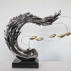 פסל שרף תלת מימדי עמיד למים, אומנות פנים, דקורציה לשולחן עבודה, קישוטי שרף בהתאמה אישית של היצרן, דגים ומים, הרמוניה. - Product Image 3