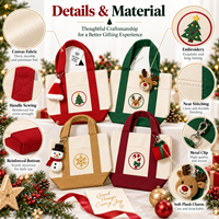 Sac fourre-tout en toile JC BASIC à quatre couleurs, motifs de Noël contrastés (arbre, renne, flocon de neige, canne à sucre), OEM ODM, blocs de couleur