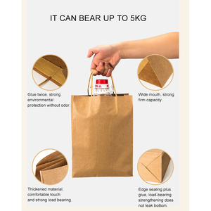 Sacs en papier kraft de taille personnalisée sacs à provisions blancs et bruns recyclés avec logo imprimé pour emballage personnalisé - Product Image 2