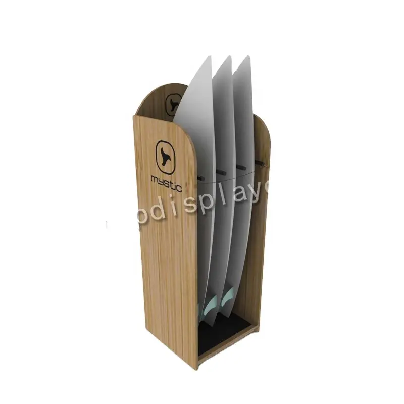 Custom Wood Display Rack Holder Floor Stand Retail Surfing Sport Shop Fitness Outdoor Store Display Surfboard Display Stand