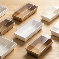 Boîte à lunch jetable biodégradable en papier blanc épais et durable, avec couvercle surélevé en PET transparent, pour desserts, gâteaux et pâtisseries