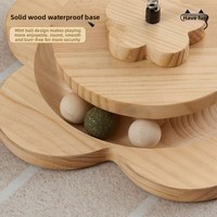 Poste rascador de madera duradero y divertido para gatos, con bolas giratorias, todo en uno, resistente a los arañazos, para trepar y explorar.